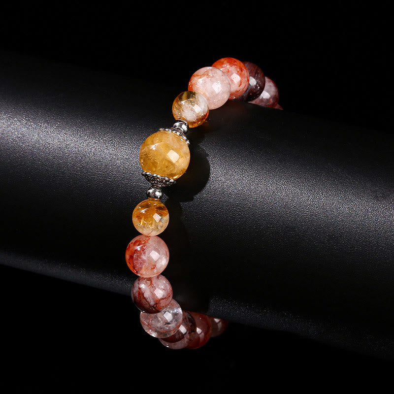 Natural Red Hematoid Quartz & Citrine Beaded Balance Bracelet