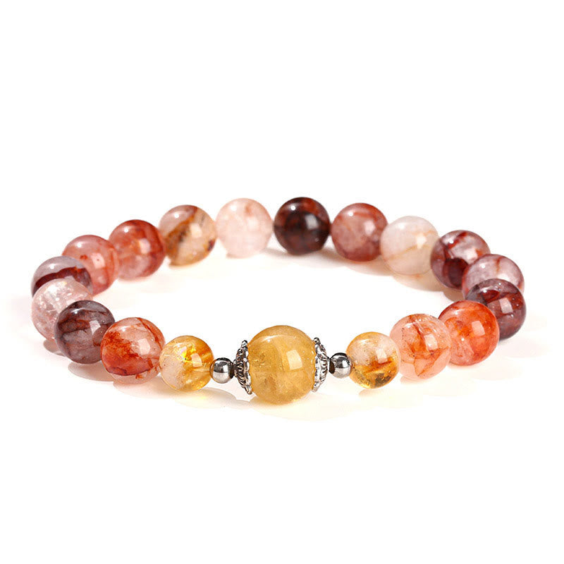 Natural Red Hematoid Quartz & Citrine Beaded Balance Bracelet