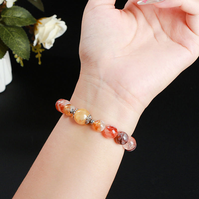Natural Red Hematoid Quartz & Citrine Beaded Balance Bracelet