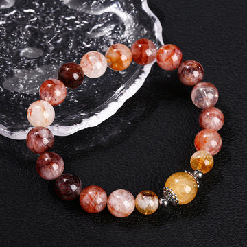 Natural Red Hematoid Quartz & Citrine Beaded Balance Bracelet