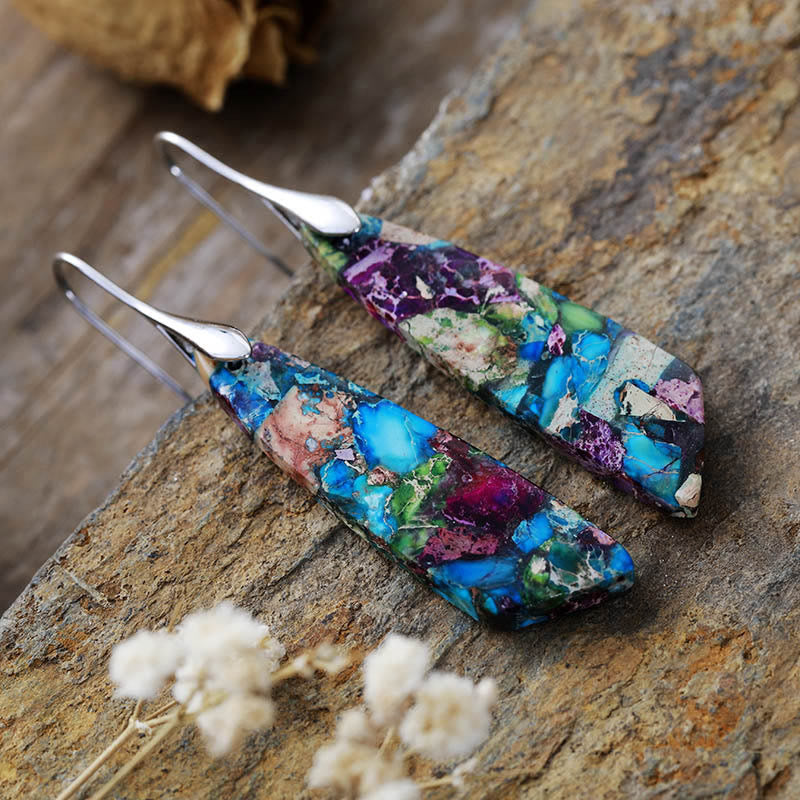Natural Emperor Stone Geometric Crystal Anti-Stress Earrings