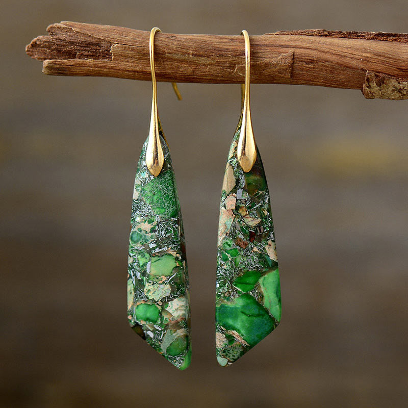 Natural Emperor Stone Geometric Crystal Anti-Stress Earrings