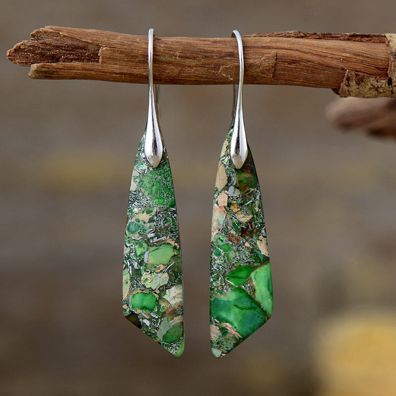 Natural Emperor Stone Geometric Crystal Anti-Stress Earrings