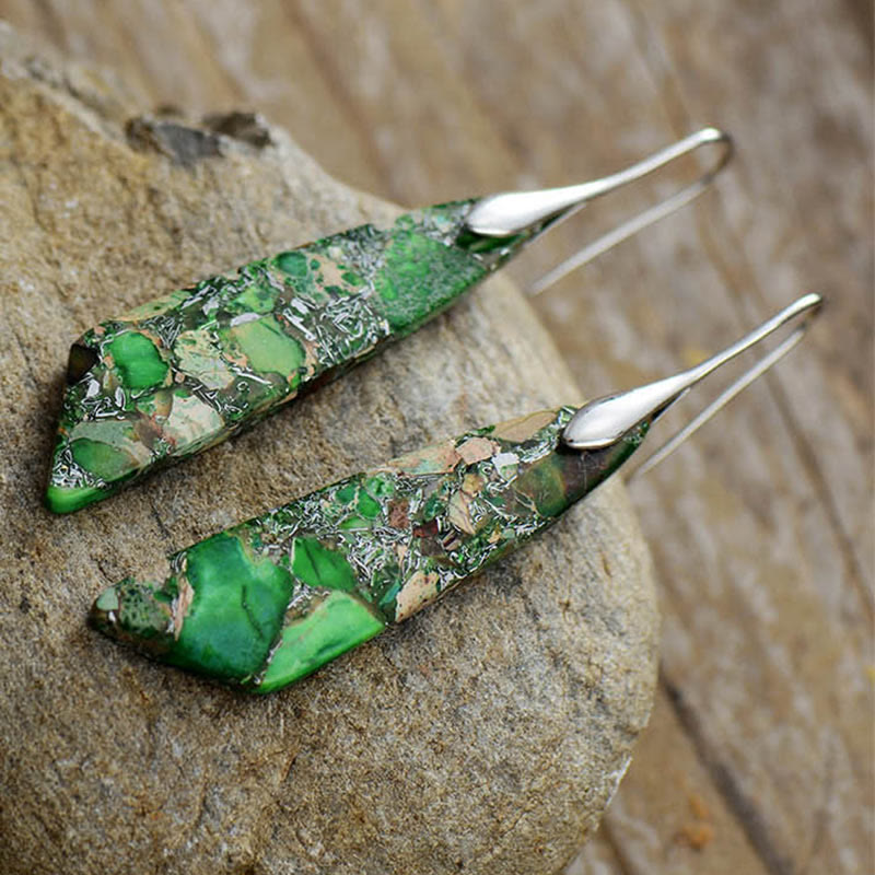 Natural Emperor Stone Geometric Crystal Anti-Stress Earrings