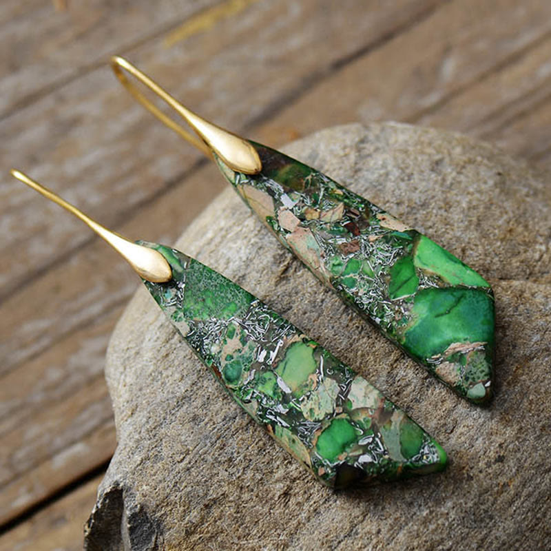 Natural Emperor Stone Geometric Crystal Anti-Stress Earrings
