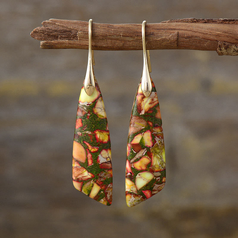 Natural Emperor Stone Geometric Crystal Anti-Stress Earrings