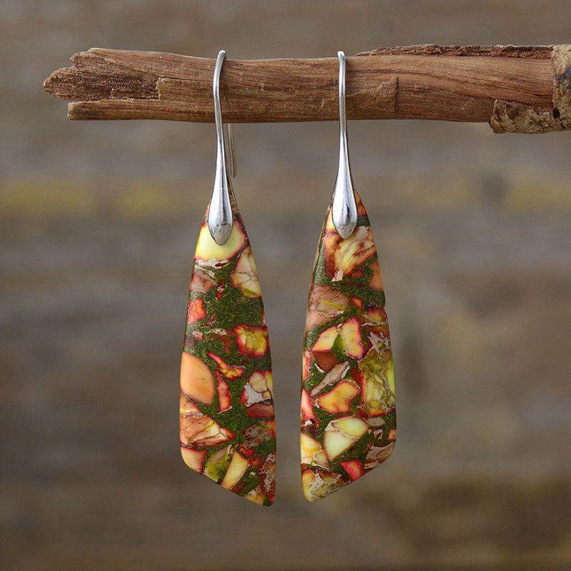 Natural Emperor Stone Geometric Crystal Anti-Stress Earrings