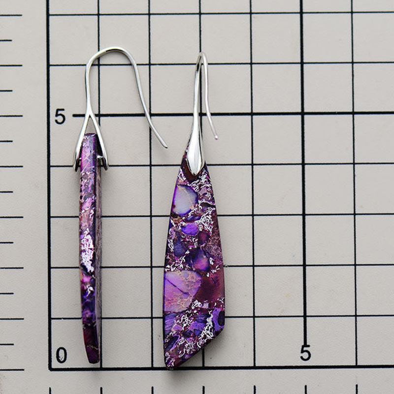 Natural Emperor Stone Geometric Crystal Anti-Stress Earrings
