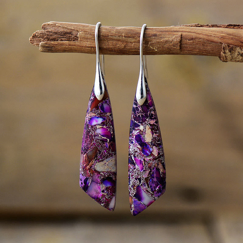 Natural Emperor Stone Geometric Crystal Anti-Stress Earrings
