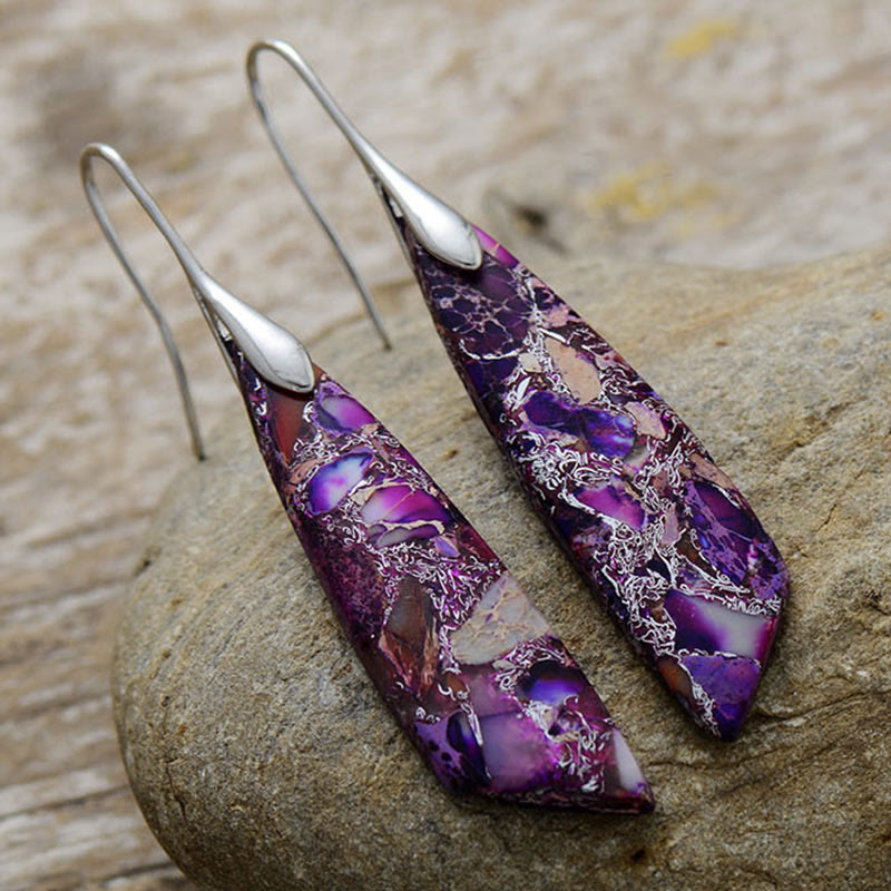 Natural Emperor Stone Geometric Crystal Anti-Stress Earrings