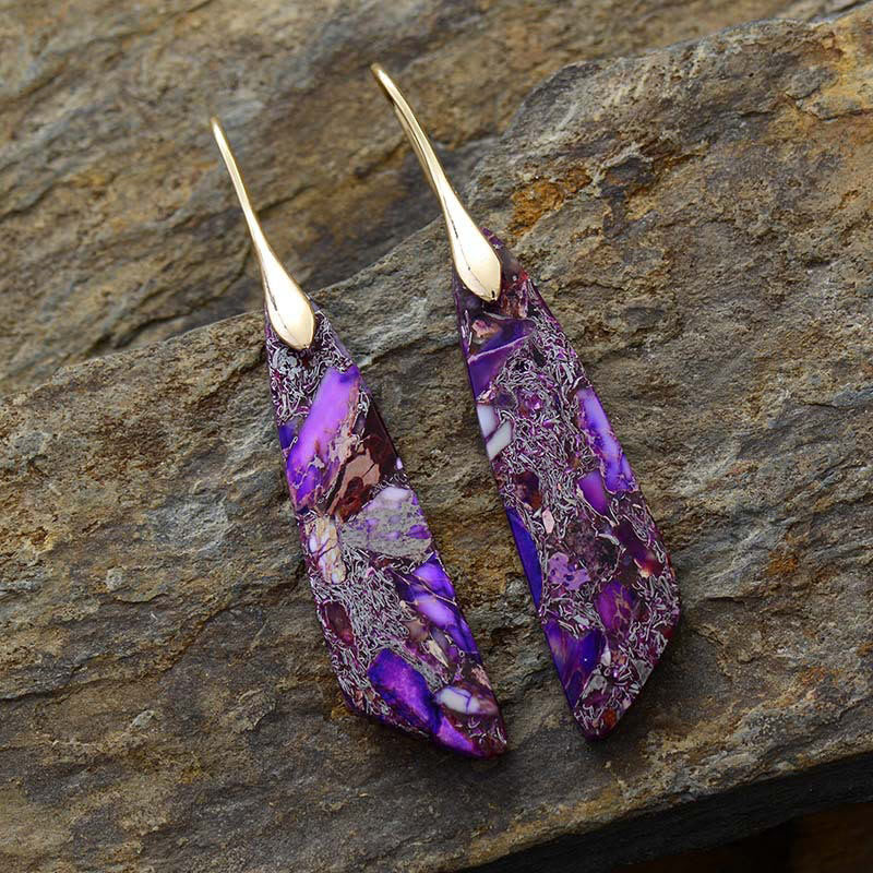 Natural Emperor Stone Geometric Crystal Anti-Stress Earrings