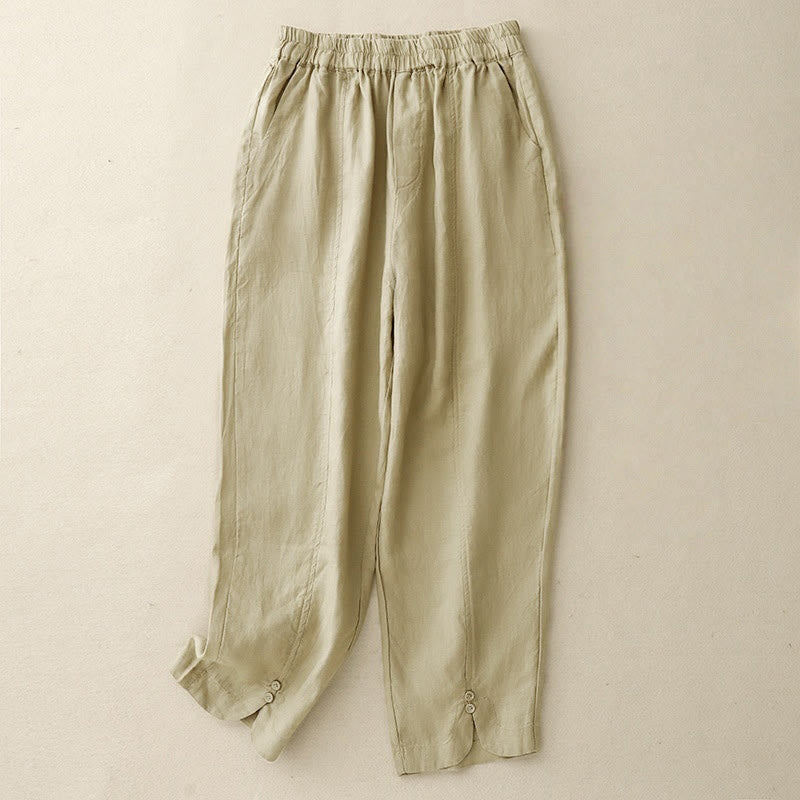 Breathable Cotton Linen Tapered Meditation Harem Pants