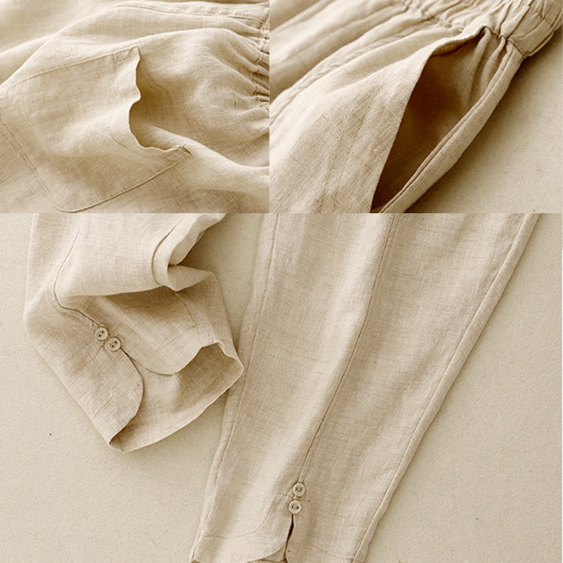 Breathable Cotton Linen Tapered Meditation Harem Pants
