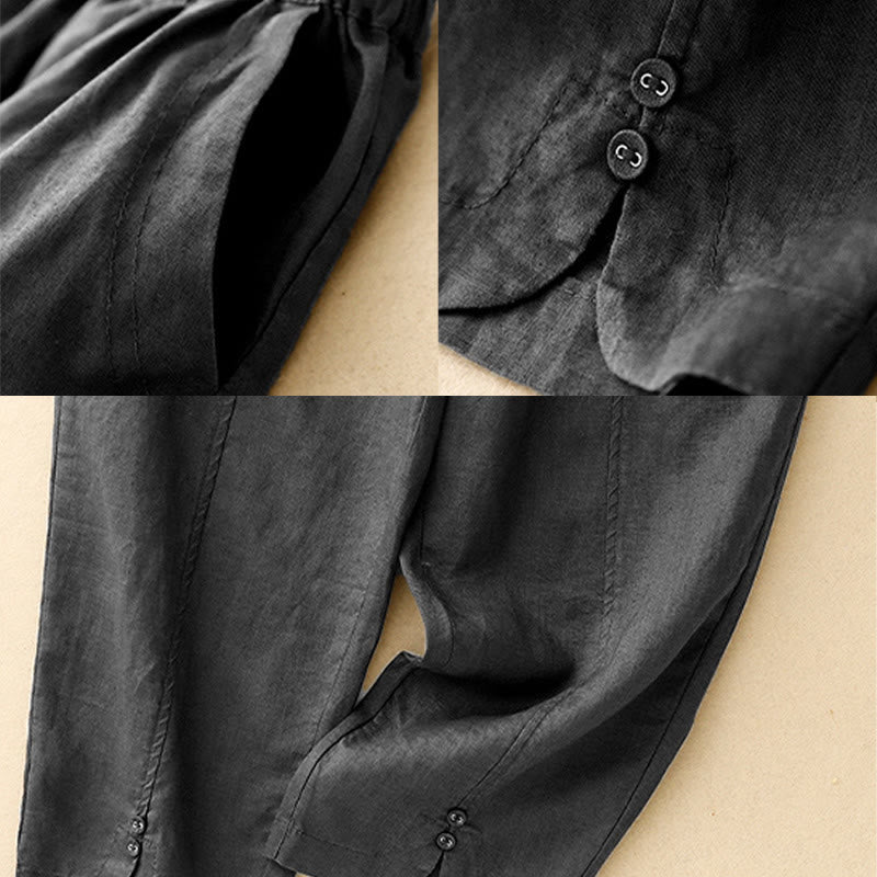 Breathable Cotton Linen Tapered Meditation Harem Pants