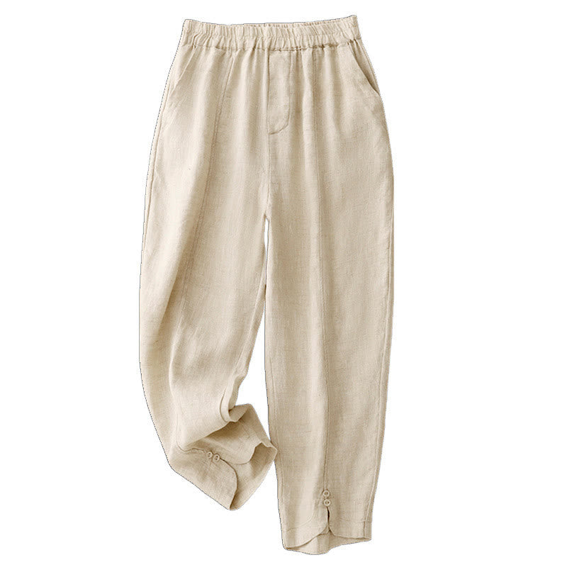 Breathable Cotton Linen Tapered Meditation Harem Pants