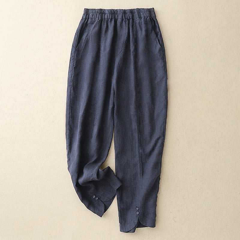 Breathable Cotton Linen Tapered Meditation Harem Pants