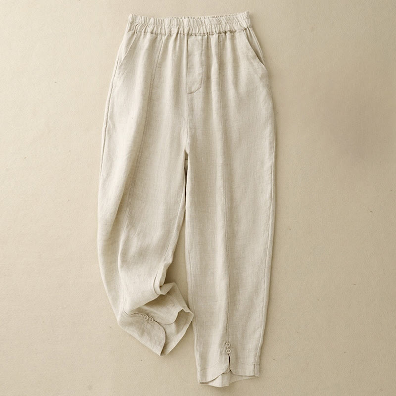 Breathable Cotton Linen Tapered Meditation Harem Pants