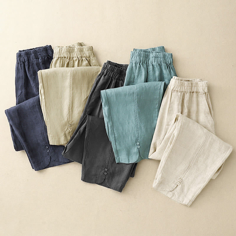 Breathable Cotton Linen Tapered Meditation Harem Pants