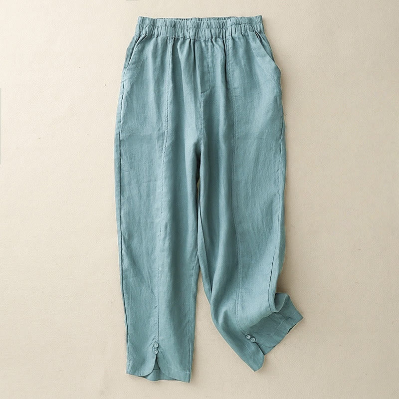Breathable Cotton Linen Tapered Meditation Harem Pants