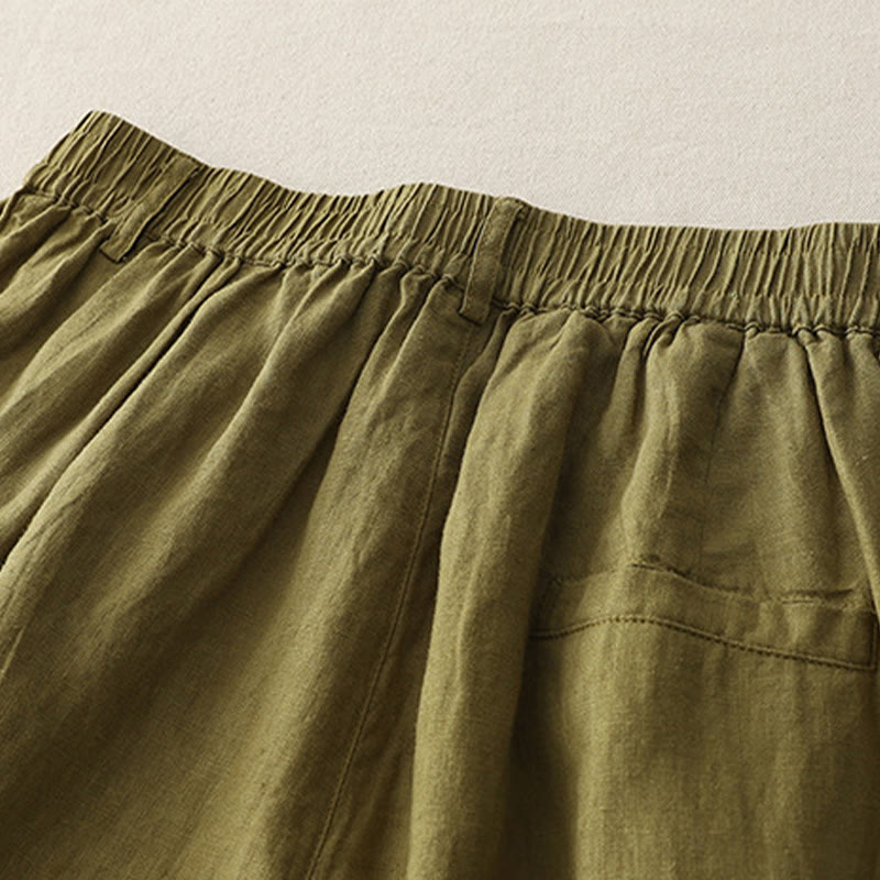 Breathable Cotton Linen Pleated Cuff Wide-Leg Meditation Pants