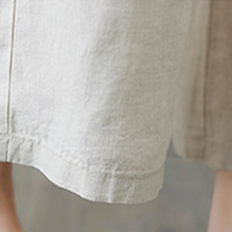 Daily Solid Color Patchwork Simple Design Cotton Linen Women's Pants With Pockets