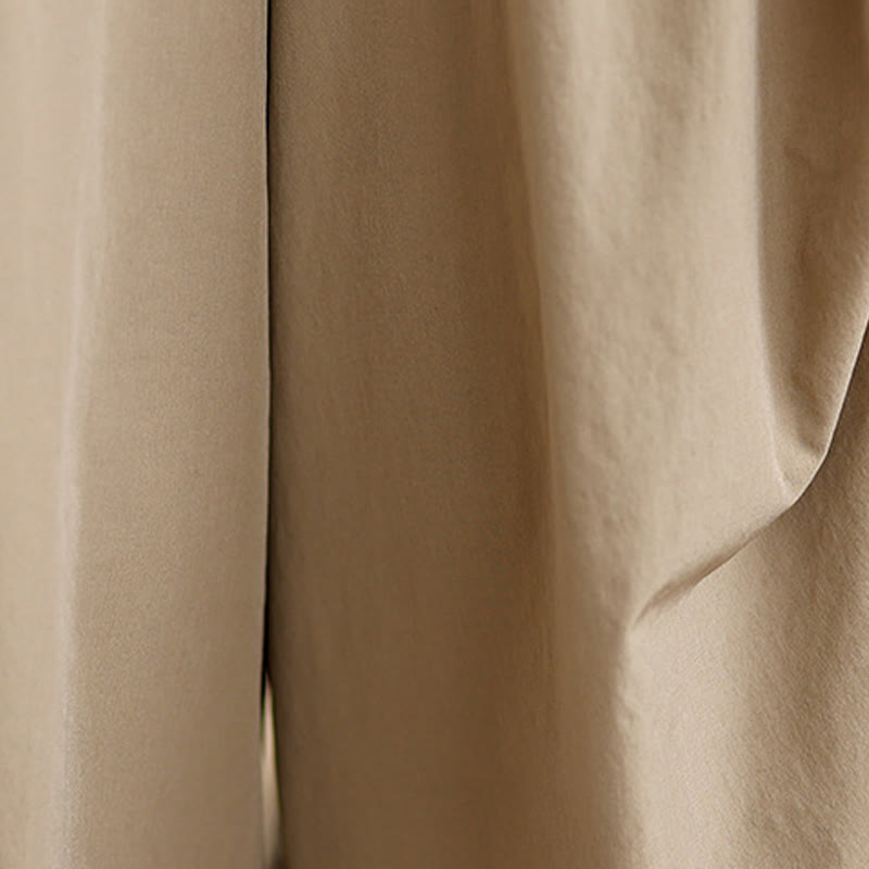 Summer Irregular Pleating Design Cotton Women's Wide Leg Pants With Pockets