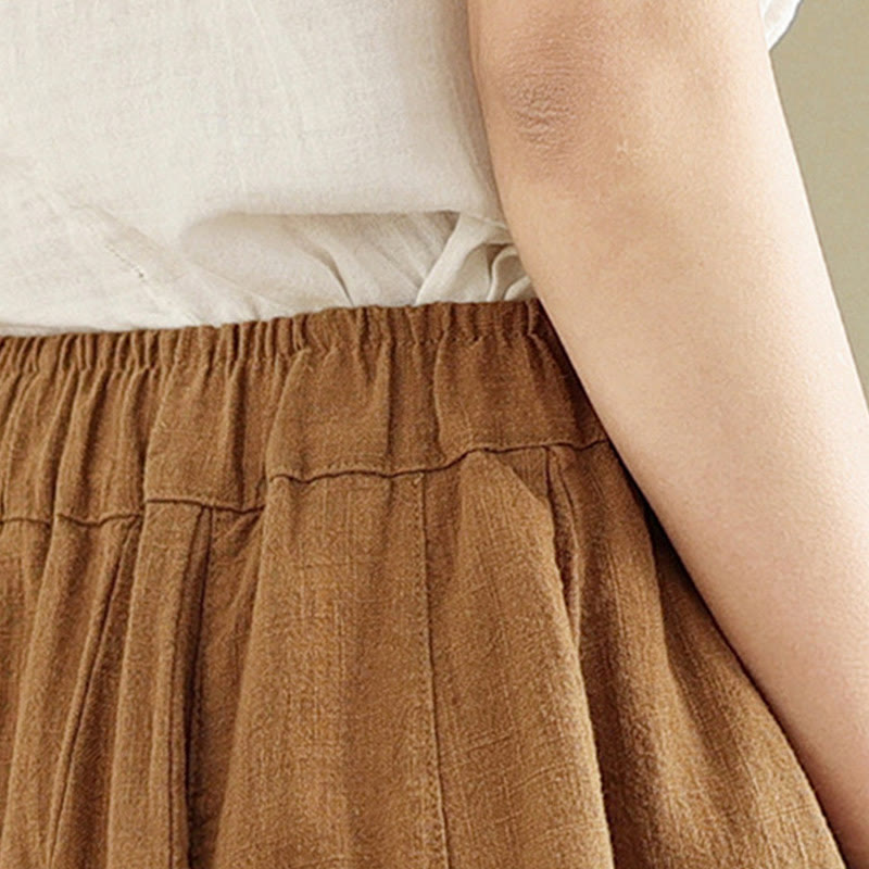 Tactile Cotton Linen Lantern Wide-Leg Meditation Pants