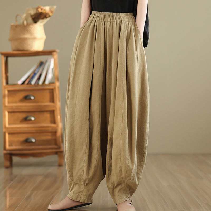 Tactile Cotton Linen Lantern Wide-Leg Meditation Pants