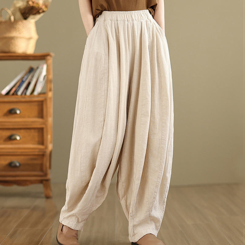 Tactile Cotton Linen Lantern Wide-Leg Meditation Pants
