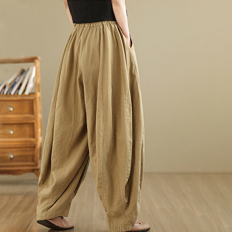 Tactile Cotton Linen Lantern Wide-Leg Meditation Pants