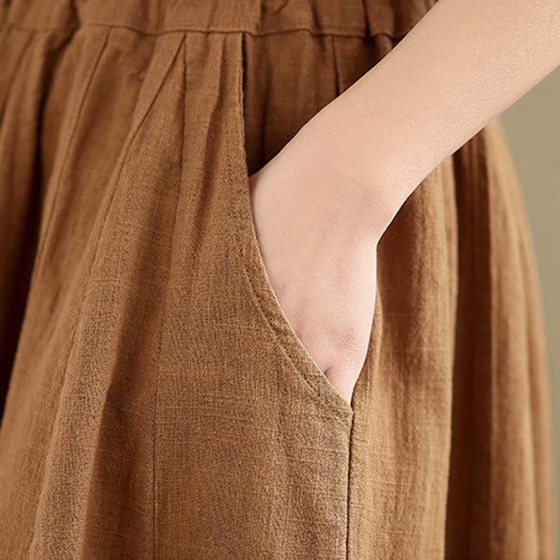 Tactile Cotton Linen Lantern Wide-Leg Meditation Pants