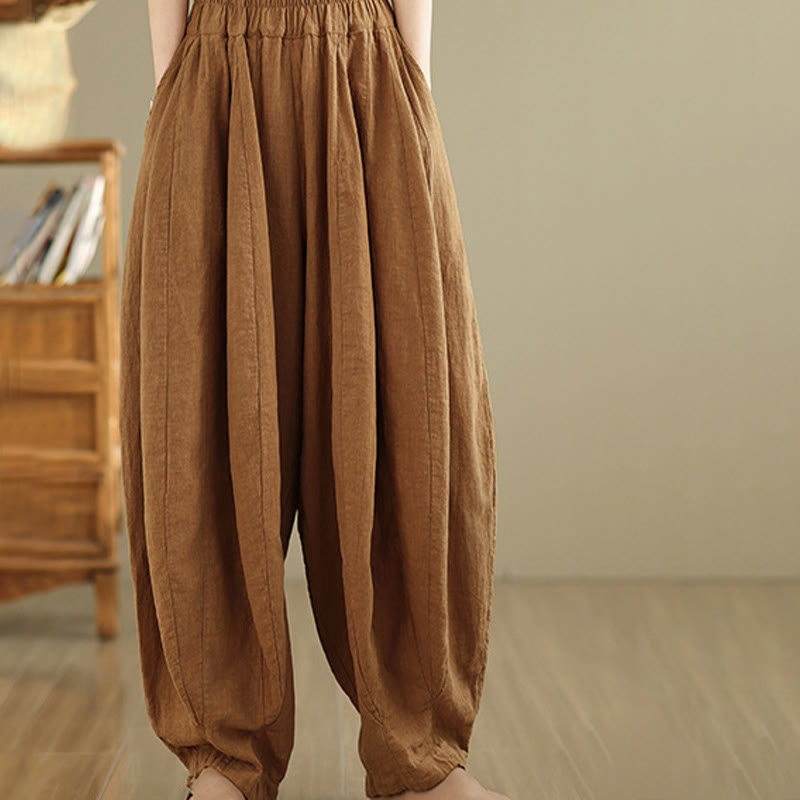 Tactile Cotton Linen Lantern Wide-Leg Meditation Pants
