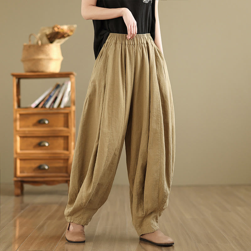 Tactile Cotton Linen Lantern Wide-Leg Meditation Pants