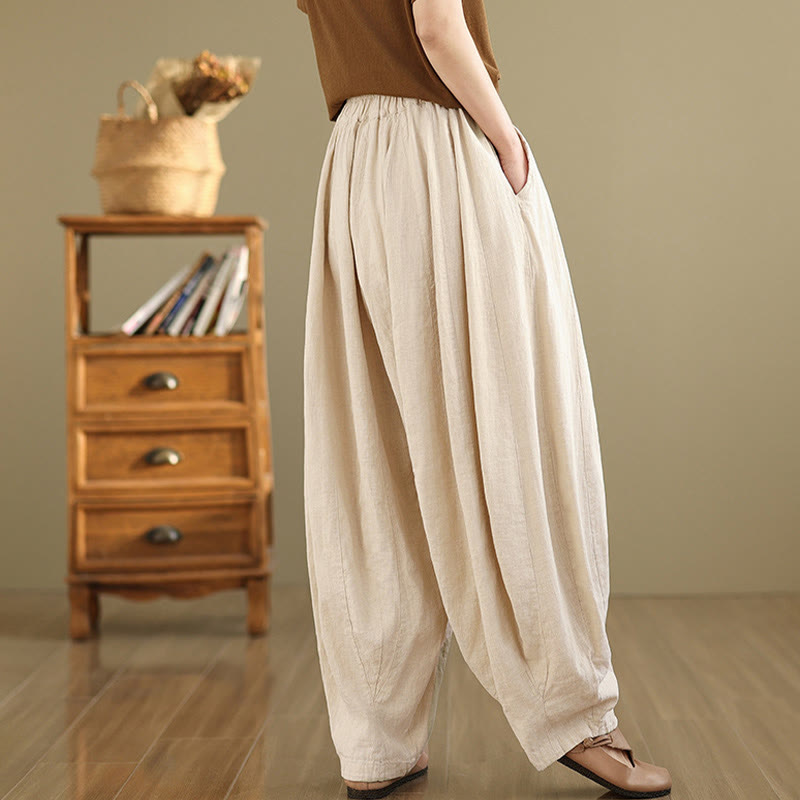 Tactile Cotton Linen Lantern Wide-Leg Meditation Pants
