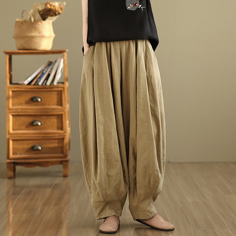 Tactile Cotton Linen Lantern Wide-Leg Meditation Pants