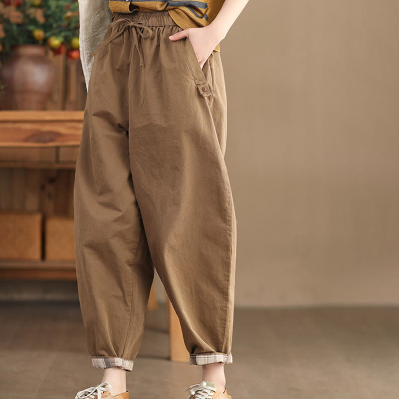 Breathable Cotton Patched Cuff Meditation Harem Pants