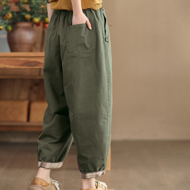 Breathable Cotton Patched Cuff Meditation Harem Pants