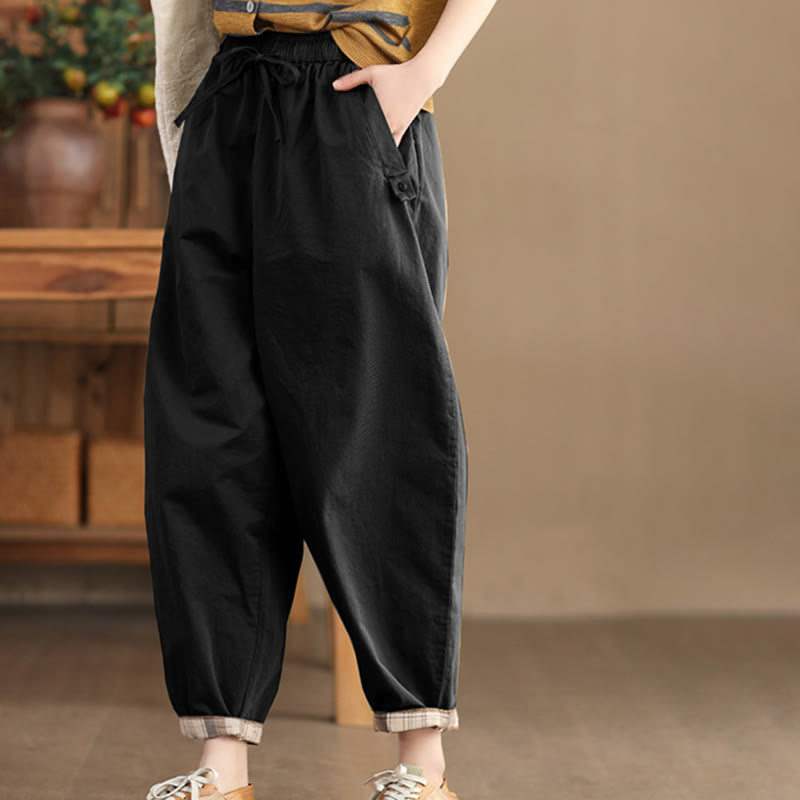 Breathable Cotton Patched Cuff Meditation Harem Pants