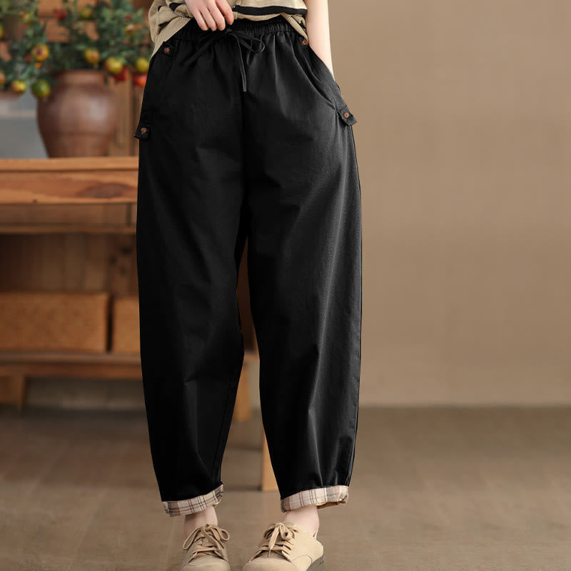 Breathable Cotton Patched Cuff Meditation Harem Pants