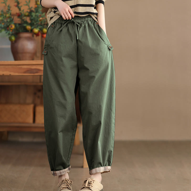 Breathable Cotton Patched Cuff Meditation Harem Pants