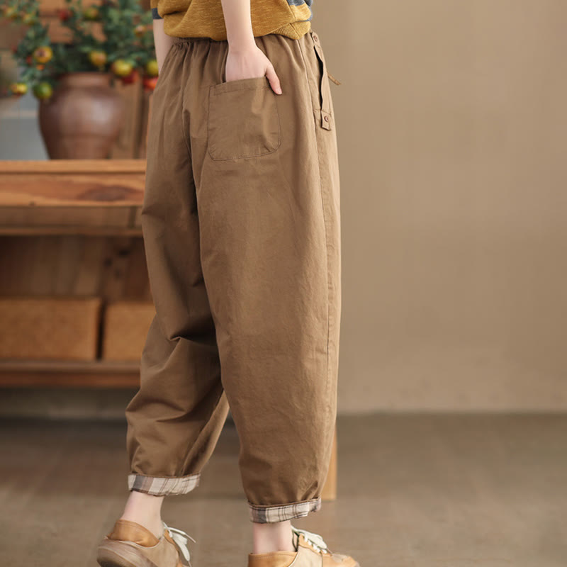 Breathable Cotton Patched Cuff Meditation Harem Pants
