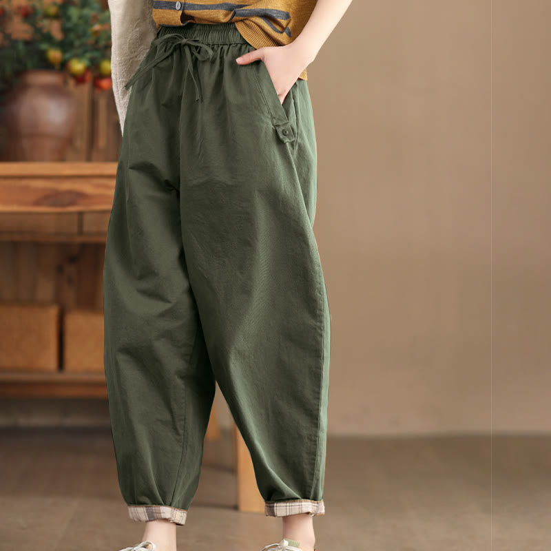 Breathable Cotton Patched Cuff Meditation Harem Pants