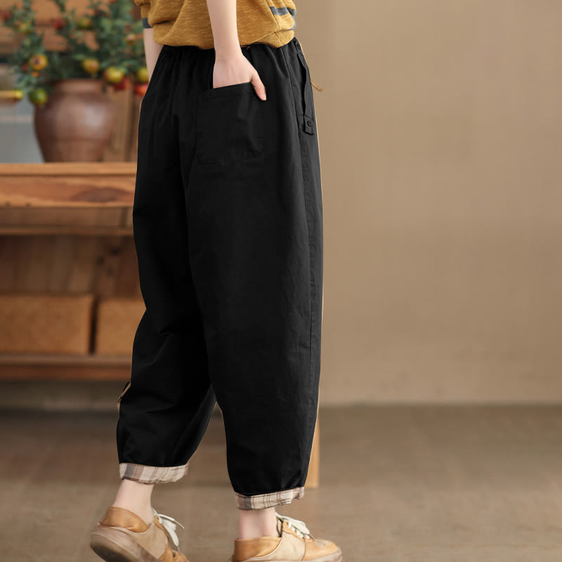 Breathable Cotton Patched Cuff Meditation Harem Pants