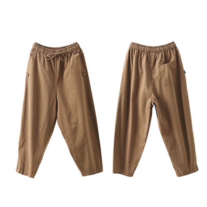 Breathable Cotton Patched Cuff Meditation Harem Pants