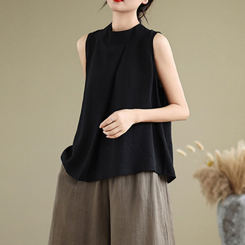 Cotton Linen Stand Collar Minimalist Mindful Meditation Vest