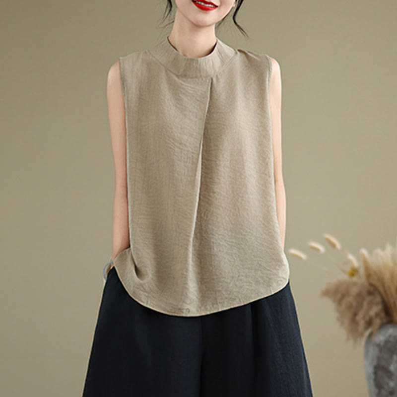 Cotton Linen Stand Collar Minimalist Mindful Meditation Vest