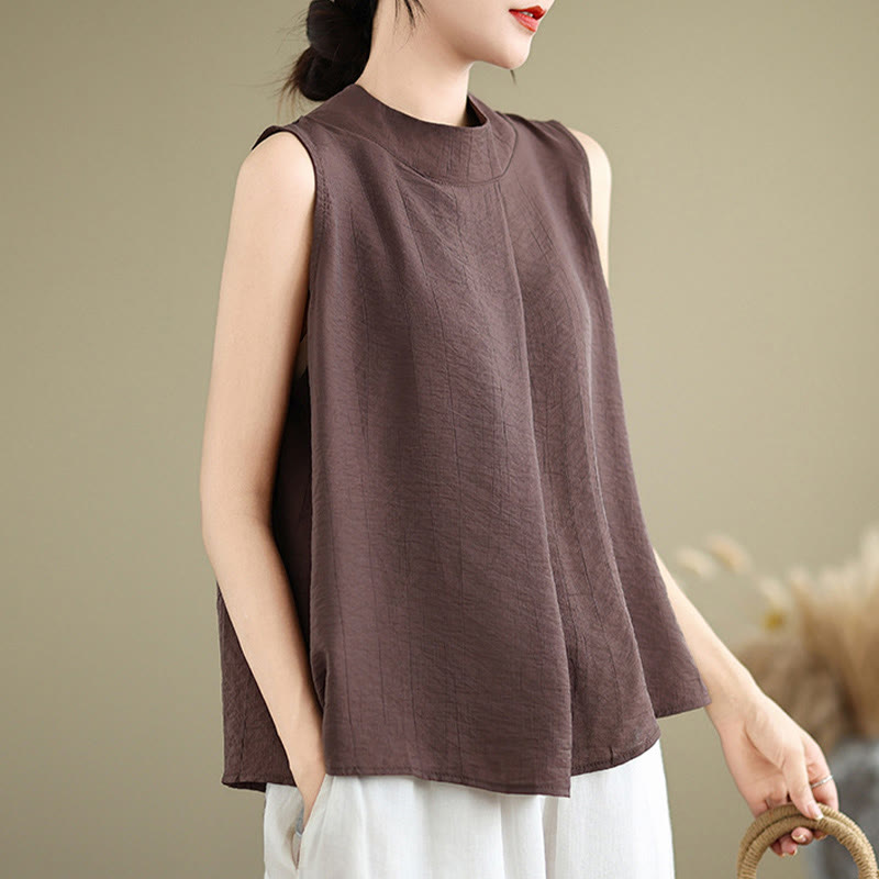 Cotton Linen Stand Collar Minimalist Mindful Meditation Vest
