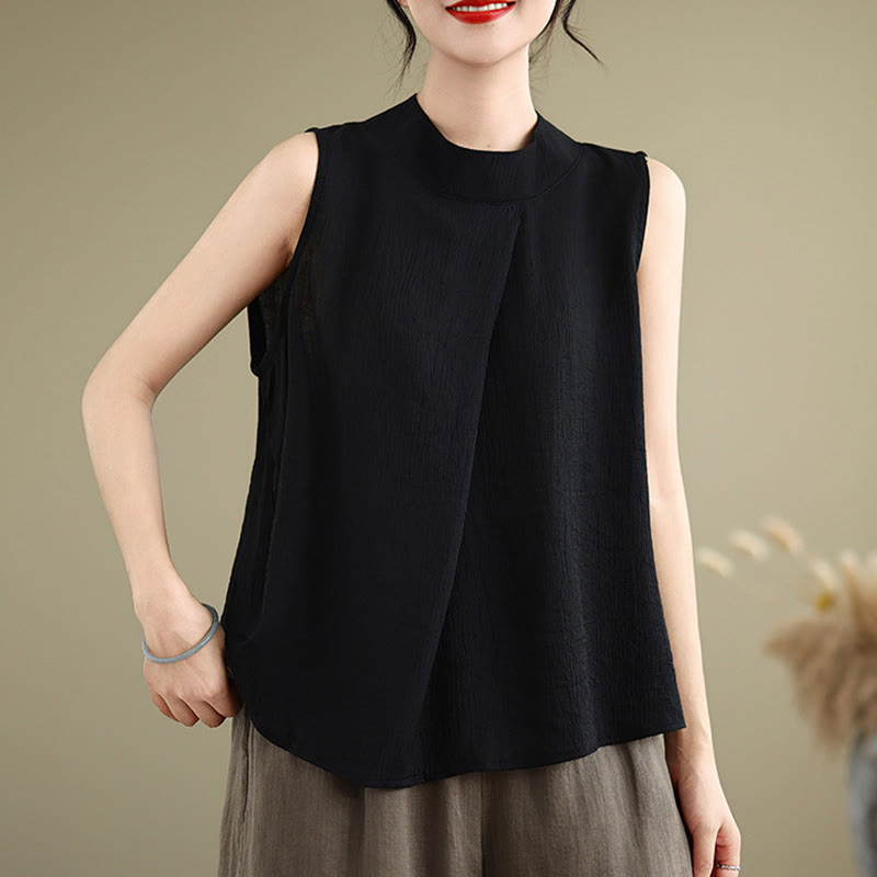 Cotton Linen Stand Collar Minimalist Mindful Meditation Vest