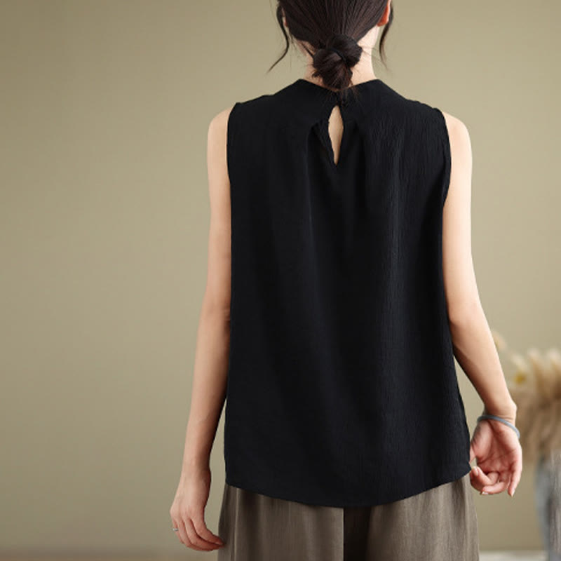 Cotton Linen Stand Collar Minimalist Mindful Meditation Vest