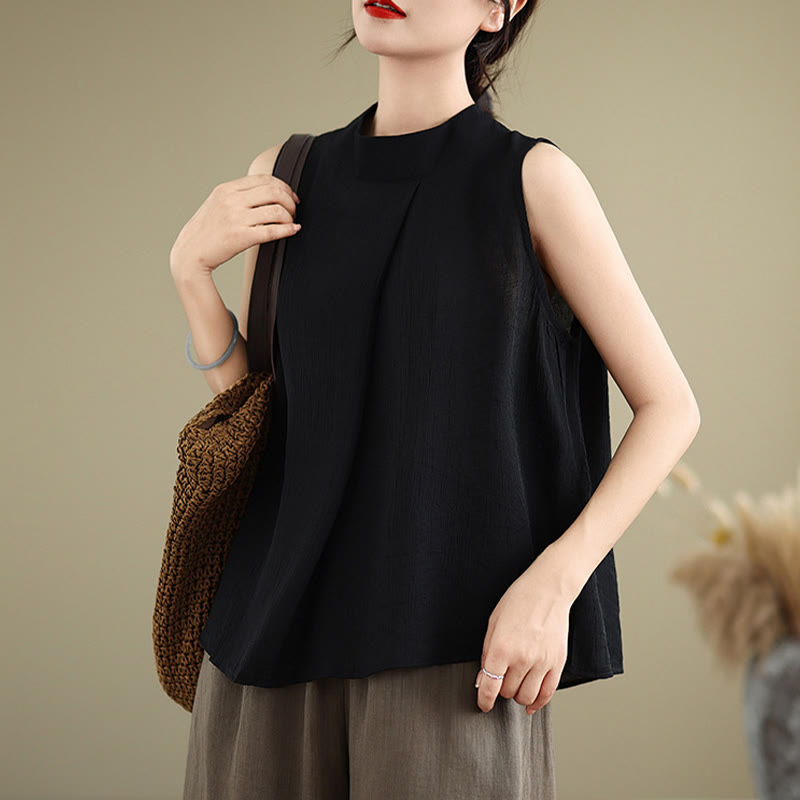 Cotton Linen Stand Collar Minimalist Mindful Meditation Vest